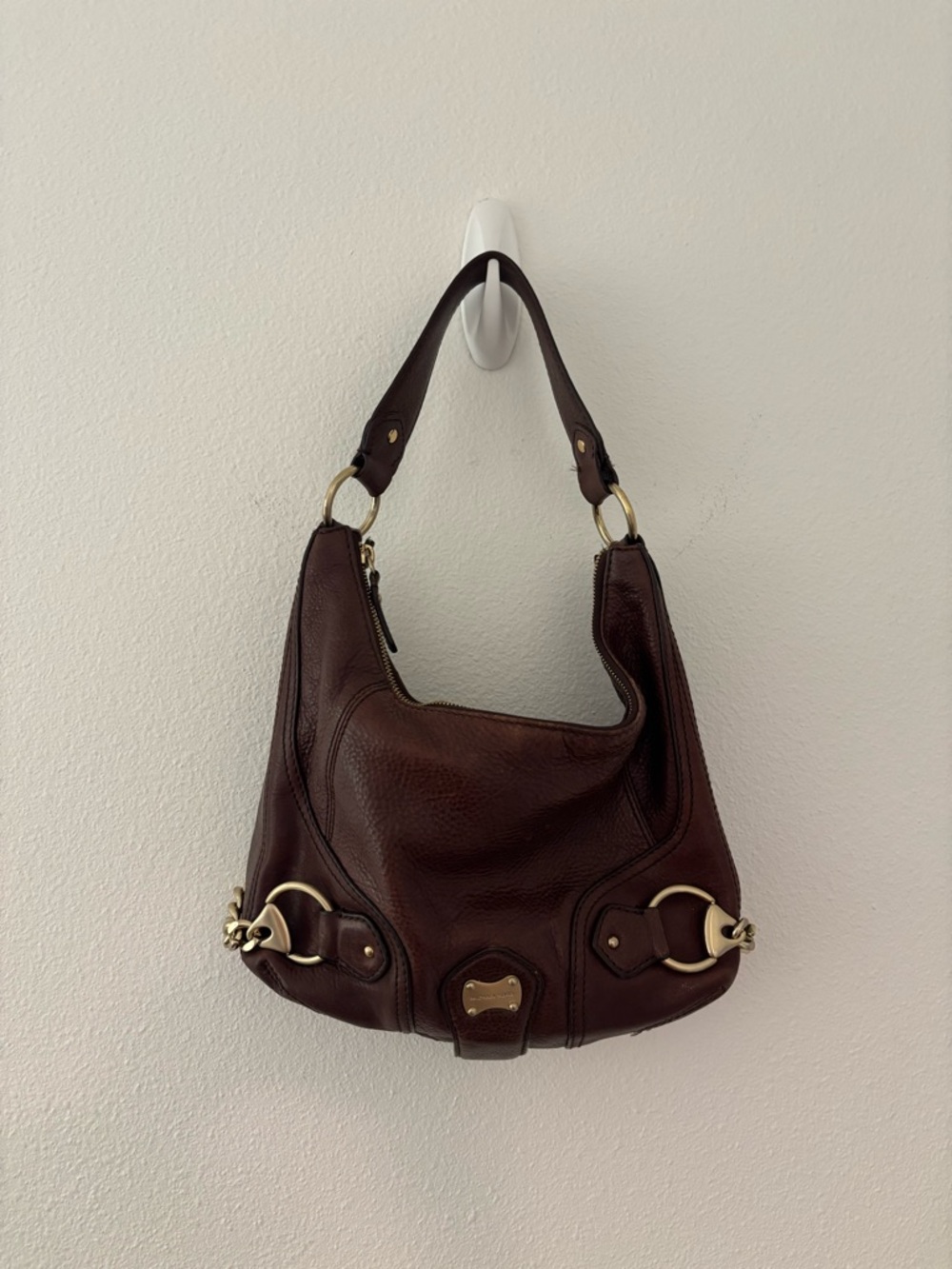 Vintage Michael Kors brown leather hobo shoulder bag with gold chain details - Picture 6 of 6